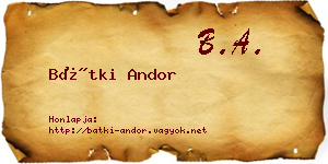 Bátki Andor névjegykártya
